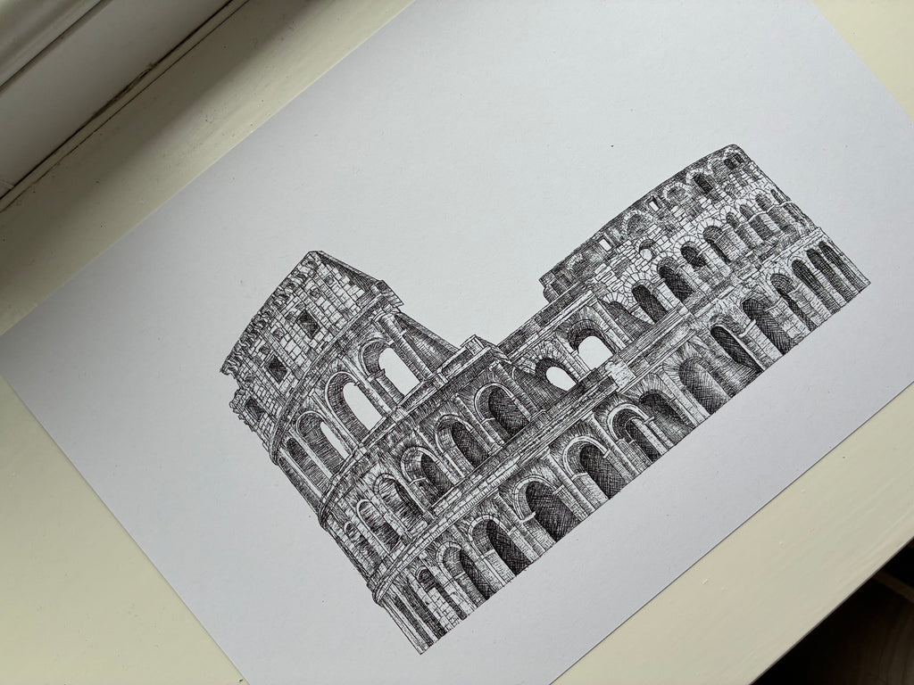 Rome Colosseum Fine Line Print A4