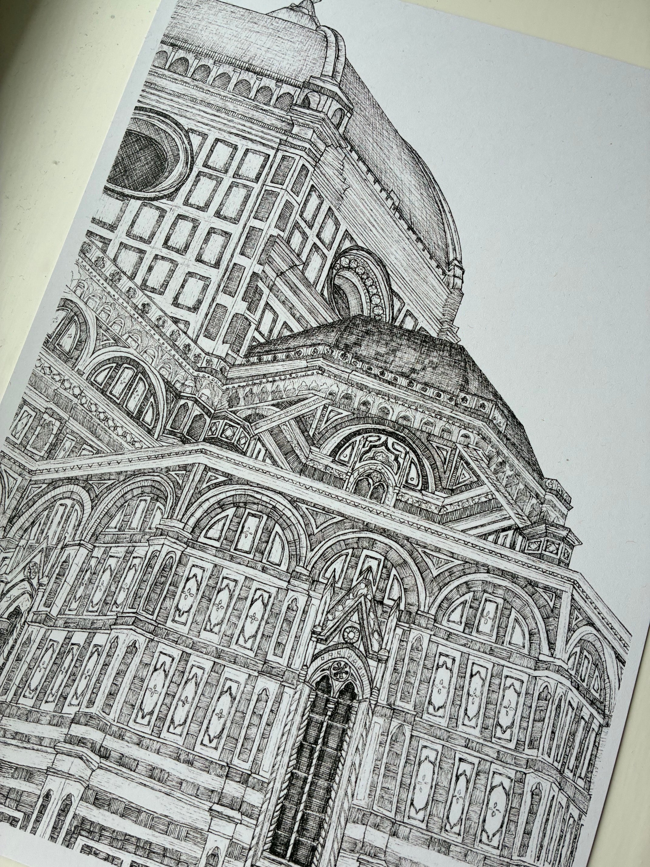 Florence Duomo - Cathedral Fine Line Print A4